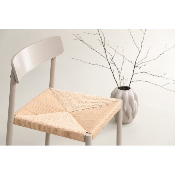 Chaise de salle à manger avec assise en rotin - Greige Chaise de salle à manger avec assise en rotin - Greige