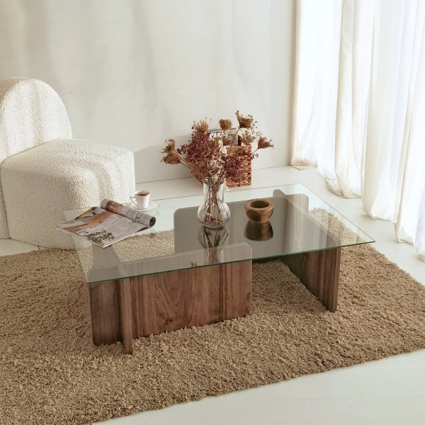 Table basse Escape aux bords arrondis 105 x 65 cm - Noyer Table basse Escape aux bords arrondis 105 x 65 cm - Noyer