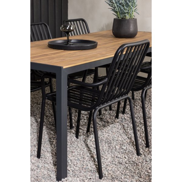 Break utematgrupp med 6 st Peking stolar - Svart/Natur Break utematgrupp med 6 st Peking stolar - Svart/Natur