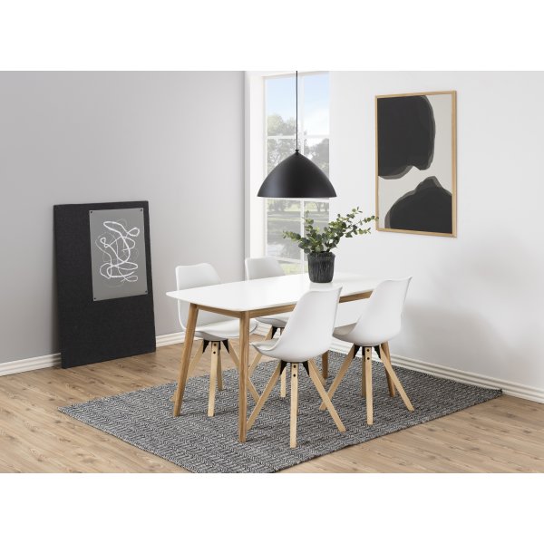 Chaise de salle à manger Dima - PU blanc/hévéa Chaise de salle à manger Dima - PU blanc/hévéa