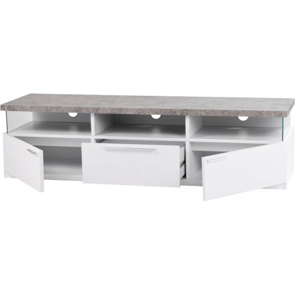 Cripton TV-b�nk - Vit/gr� betong