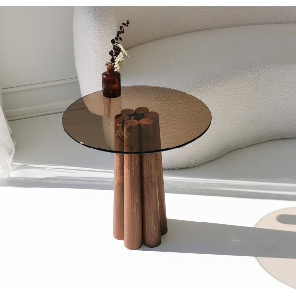 Table basse Thales 50 cm - Bronze/noyer