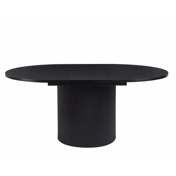 Astrid utdragbart matbord 140-180cm i svartbetsad ek med 4st Brandon karmstol i svart med repsits