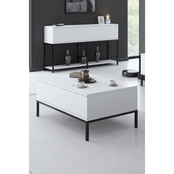 Table basse Lord 90 x 60 cm - Blanc/noir