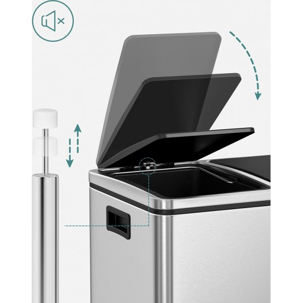 Poubelle Daloa 35 l - Argent/noir