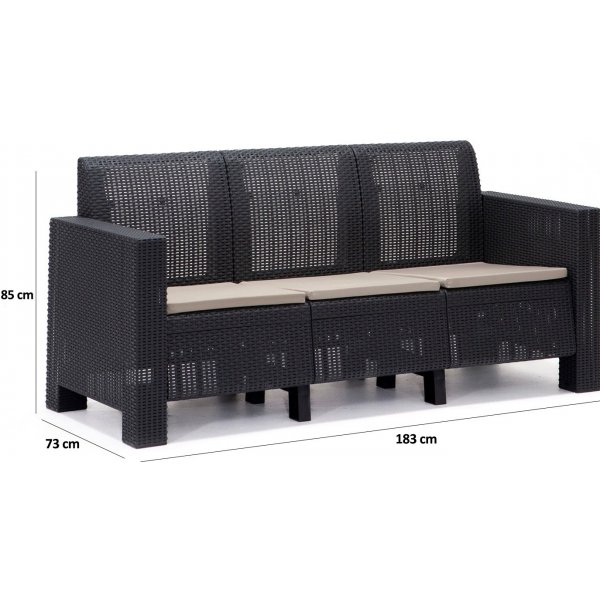 Groupe de salon Aksu avec canapé 3 places - Anthracite Groupe de salon Aksu avec canapé 3 places - Anthracite