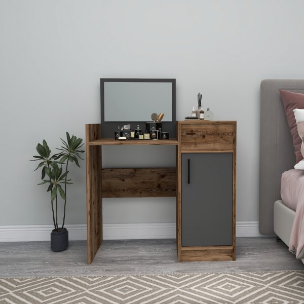 Sedef sminkbord 85,4 x 40 cm - Ljus valnöt/antracit Sedef sminkbord 85,4 x 40 cm - Ljus valnöt/antracit