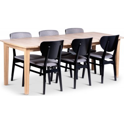 Kivik matbord 160-210x90 cm med 6 st Borgholm stolar