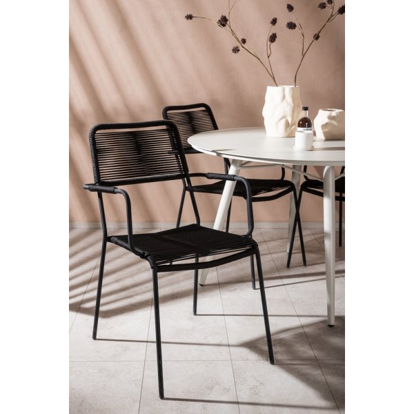 Lina utematgrupp med 4 st Lindos karmstolar - Beige/Svart
