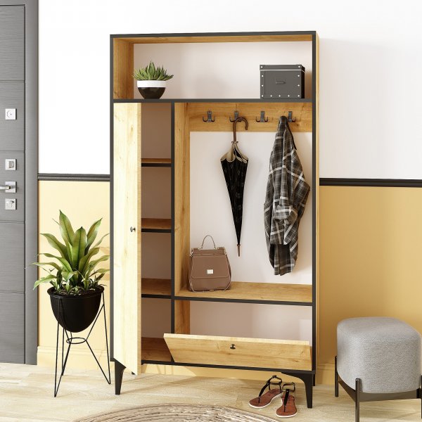 Meuble d'entrée Pera - Chêne saphir/noir Meuble d'entrée Pera - Chêne saphir/noir