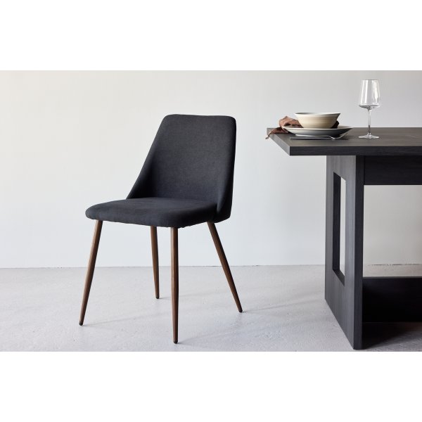 Matstol Night i svart linne - mocca stålben Matstol Night i svart linne - mocca stålben