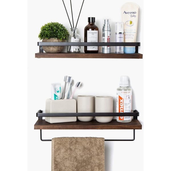 Walter wandplank 40 cm - Zwart/walnoot Walter wandplank 40 cm - Zwart/walnoot