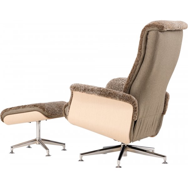 Frskinnsftlj med fotpall - Brun / ek - Ulla