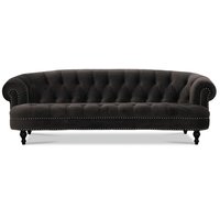 Chesterfield Oxford 3-sits svängd soffa - Grafitgrå sammet Chesterfield Oxford 3-sits svängd soffa - Grafitgrå sammet