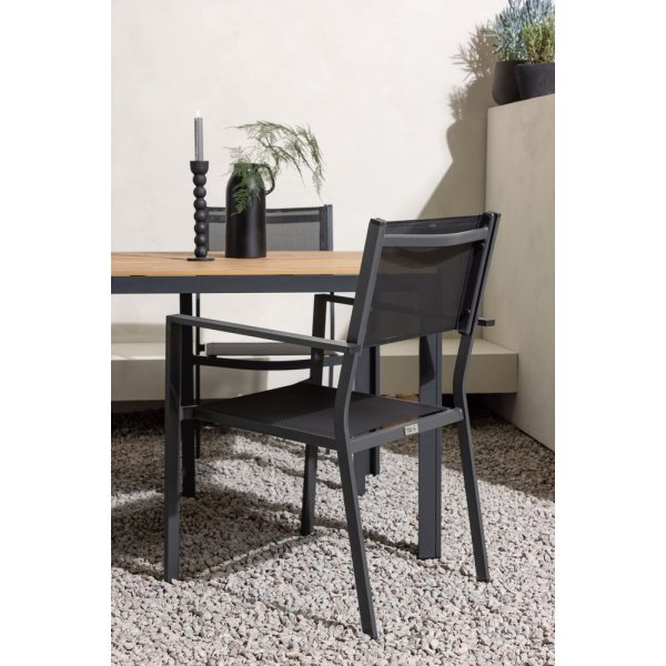 Break utematgrupp med 4 st Copacabana stolar - Svart/Natur