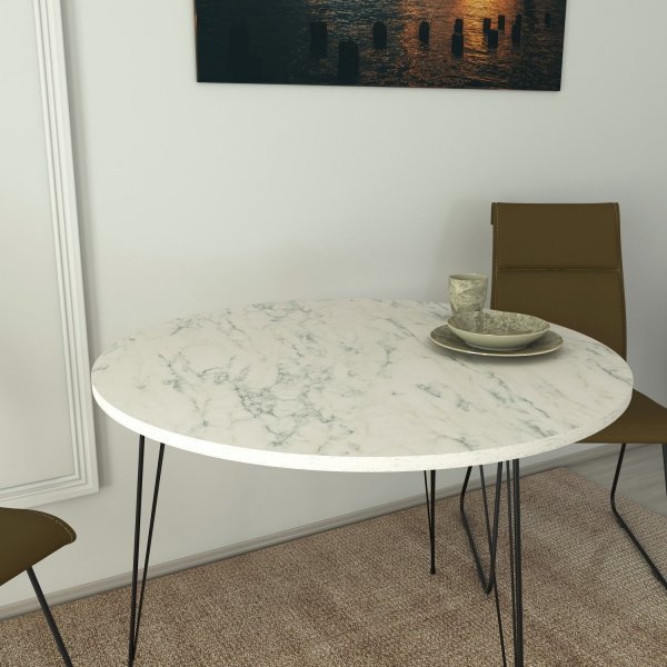 Table à manger Sandalf 90 cm - Marbre blanc Table à manger Sandalf 90 cm - Marbre blanc