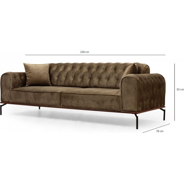 Siesta Capitone 3-sits soffa - Brun Siesta Capitone 3-sits soffa - Brun