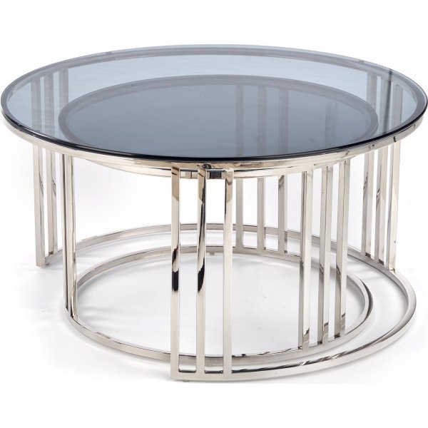 Table basse Verado Ø60/80 cm - Verre fumé/chrome Table basse Verado Ø60/80 cm - Verre fumé/chrome