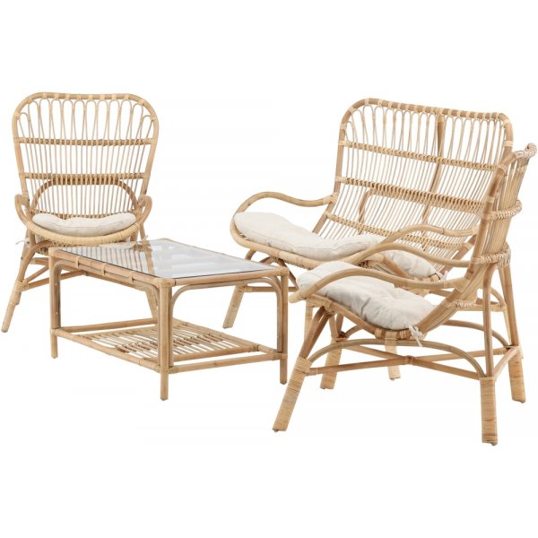 Groupe de canapés Ella - Rotin/écru Groupe de canapés Ella - Rotin/écru