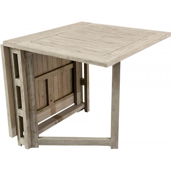 Saltö utematgrupp klaffbord 140 cm med 4 st matstolar med armstöd - Grå teak Saltö utematgrupp klaffbord 140 cm med 4 st matstolar med armstöd - Grå teak