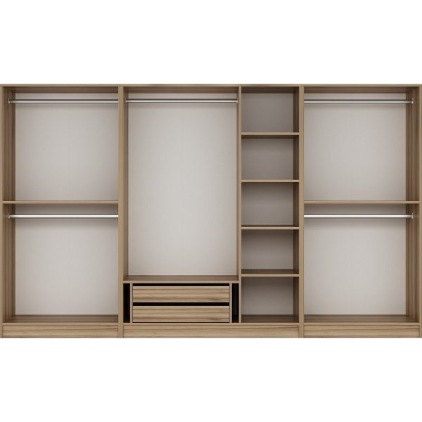 Armoire Cikani avec porte miroir, 315x52x210 cm - Chêne Armoire Cikani avec porte miroir, 315x52x210 cm - Chêne