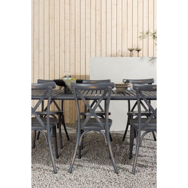 Borneo utematgrupp med 6 st Peking stolar - Svart/Mörkgrå Borneo utematgrupp med 6 st Peking stolar - Svart/Mörkgrå