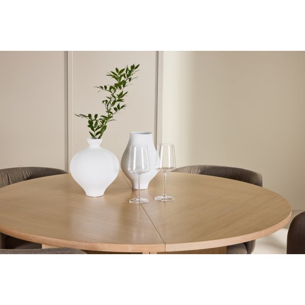 Matbord Strada med 4 st Edina stolar - Brun/svart/whitewash