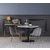 Groupe de salle  manger Plaza, table en marbre avec 4 chaises en velours Plaza - Gris/Laiton/Noir