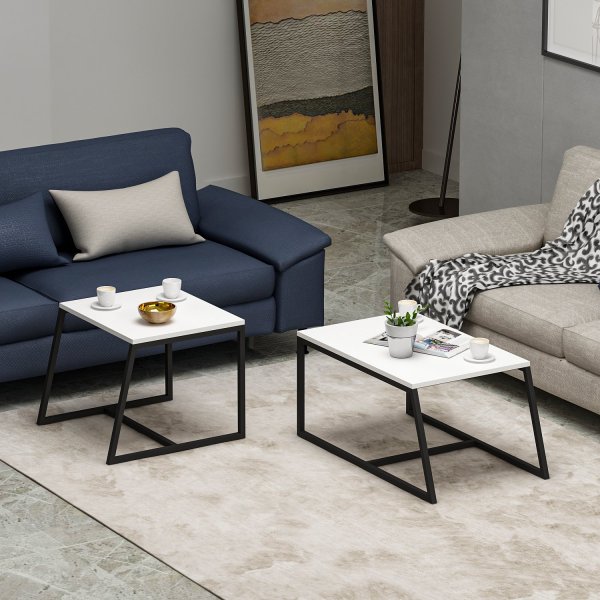 Table basse Pat 75/55 x 50/57 cm - Blanc Table basse Pat 75/55 x 50/57 cm - Blanc