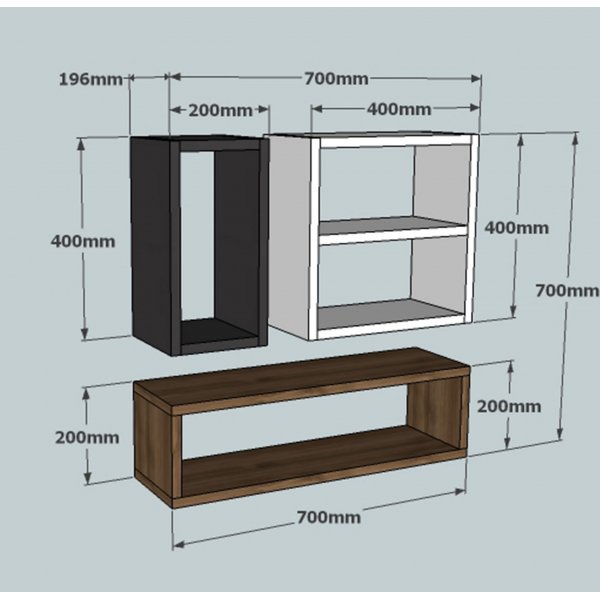 Echelon wandplank - Wit/antraciet/walnoot Echelon wandplank - Wit/antraciet/walnoot