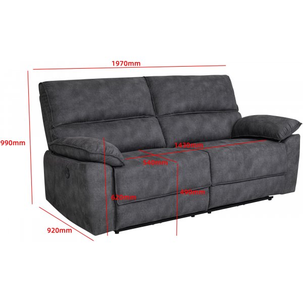 Canap 3 places inclinable lectrique rglable - Gris