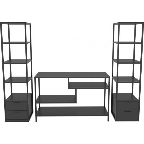 Robbins TV-bänk med hyllor - Svart/antracit Robbins TV-bänk med hyllor - Svart/antracit