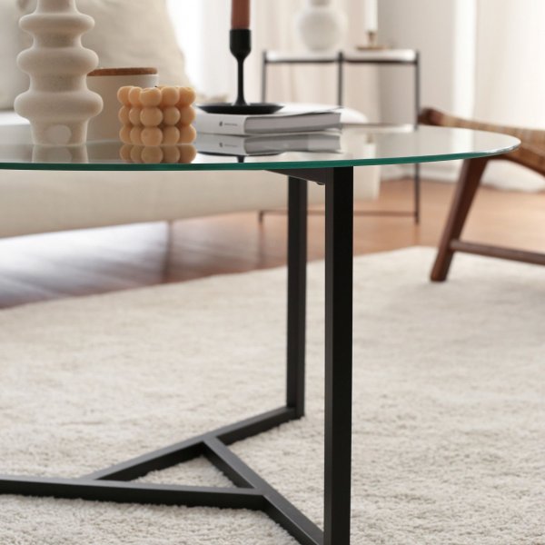 Table basse Trio 75 x 75 cm - Transparent/noir Table basse Trio 75 x 75 cm - Transparent/noir