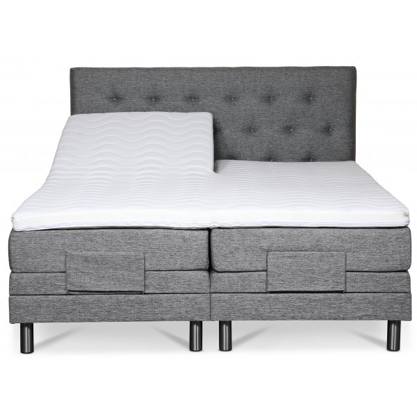 Klara compleet verstelbaar tweepersoonsbed met hoofdeinde 7-zone Pocket - Grijs