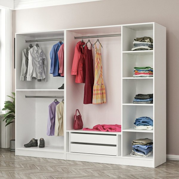 Armoire Larett 225x52x190 cm - Blanc