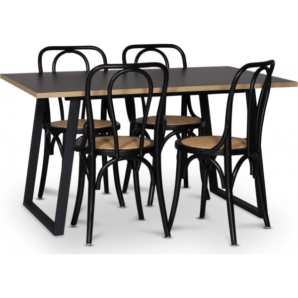 Edge 3.0 matgrupp 140x90 cm inkl 4 st Samset svarta bjtr stolar - Svart Hgtryckslaminat (HPL)