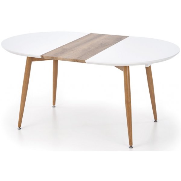 Paloma uitschuifbare eettafel 120-200 cm - Wit (Hoogglans) / Eiken