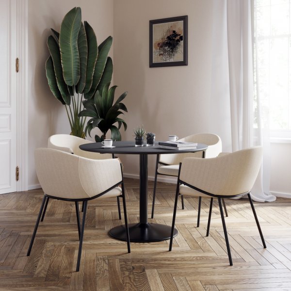 Seat matbord högtryckslaminat ø110 cm - Svart + Fläckborttagare för möbler Seat matbord högtryckslaminat ø110 cm - Svart + Fläckborttagare för möbler