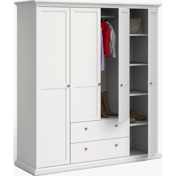 Armoire Paris avec 4 portes et 2 tiroirs - Blanc Armoire Paris avec 4 portes et 2 tiroirs - Blanc