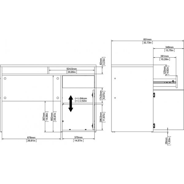 Bureau Function Plus 110,2 x 48,2 x 77,4 cm - Hickory Bureau Function Plus 110,2 x 48,2 x 77,4 cm - Hickory