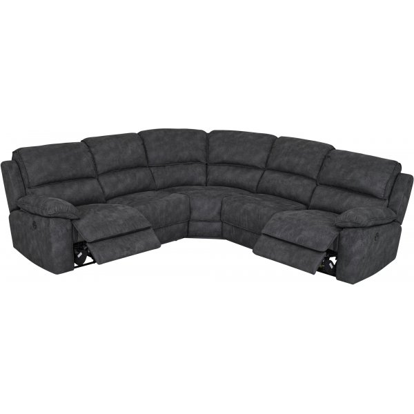 Elektrisk reclinersoffa i mörkgrå microfiber - Hörnsoffa 5-sits + Textilrengöring för möbler Elektrisk reclinersoffa i mörkgrå microfiber - Hörnsoffa 5-sits + Textilrengöring för möbler