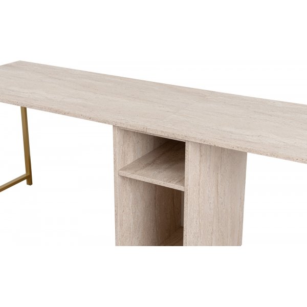 Twin skrivbord - Travertin/guld Twin skrivbord - Travertin/guld