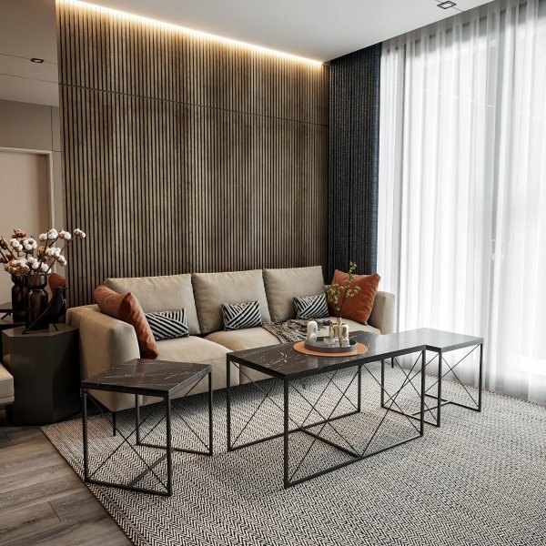 Table basse Ravina 45/100 x 45/50 cm - Noir