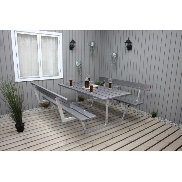 Rustieke bankenset met rugleuning - Grijs