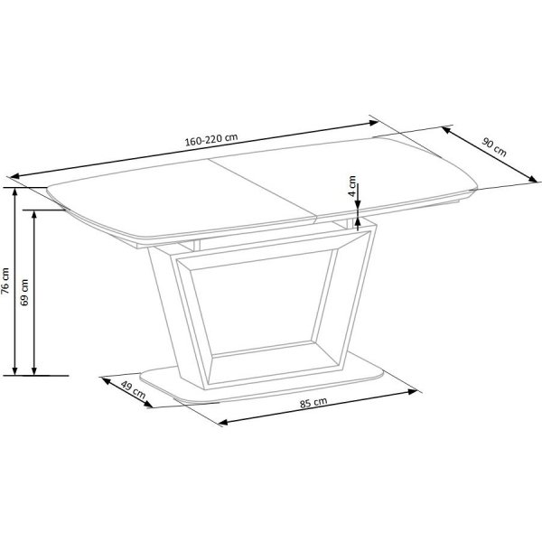 Table  manger ourle 90x160-220cm - Noir/Chne
