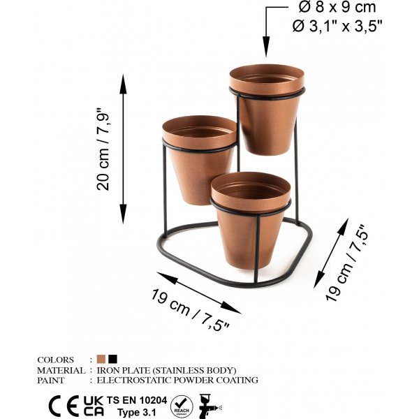 Plato 14 pots - Cuivre/noir