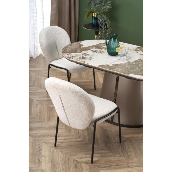 Robinson matbord 160-200 x 90 cm - Beige marmor/cappuccino/svart Robinson matbord 160-200 x 90 cm - Beige marmor/cappuccino/svart