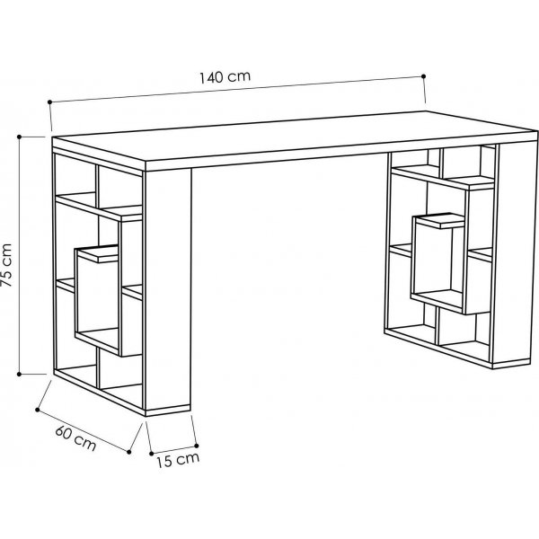 Bureau Maze 140x60 cm - Blanc/chêne Bureau Maze 140x60 cm - Blanc/chêne