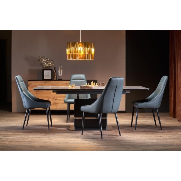 Table à manger Martin 160-200 x 90 cm - Gris foncé/noir Table à manger Martin 160-200 x 90 cm - Gris foncé/noir