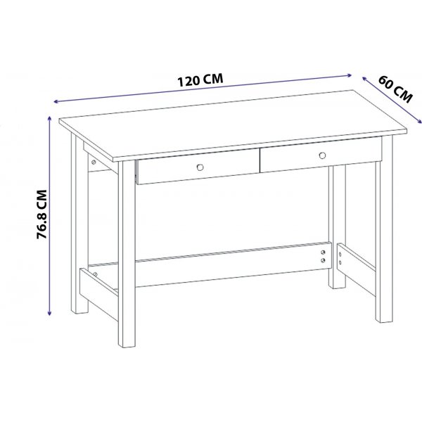 Bureau Paris 120 x 60 cm - Blanc
